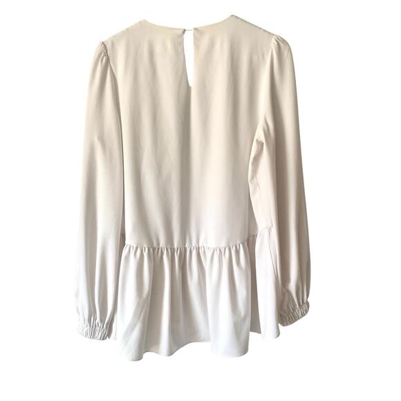 Pomander Place White Carlota Long Blouson Sleeve Peplum Blouse size XS - Picture 5 of 8